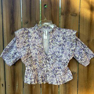 VIOLET ROMANCE Cottagecore Ruffled Romantic Floral BLOUSE TOP  US 2 UK 6 NWOT